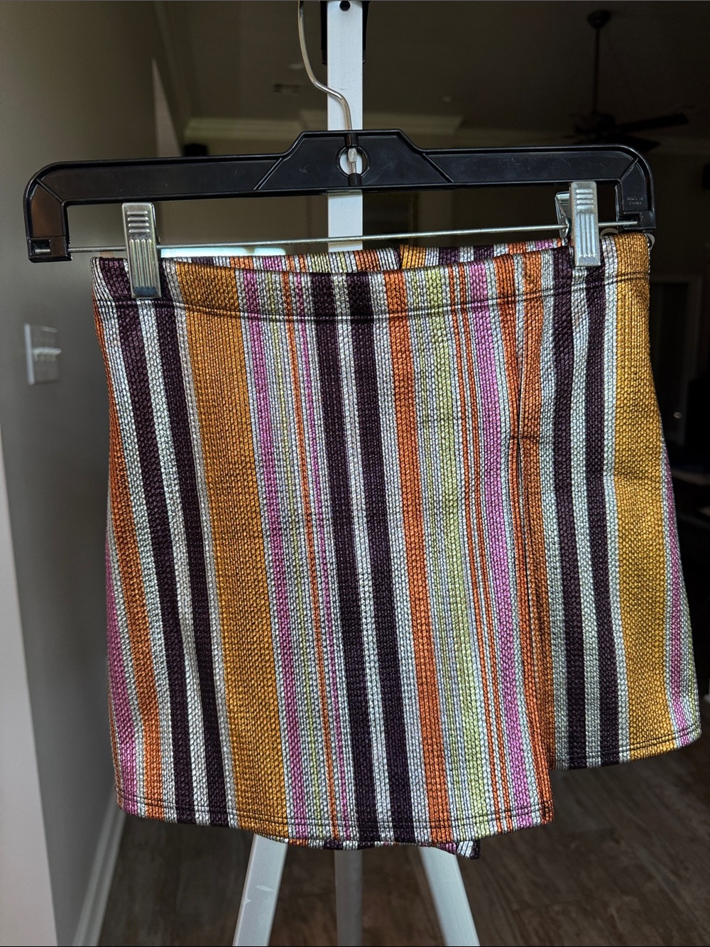 Blue Blush Striped Mini Skort in Orange, Brown, Pink & Cream